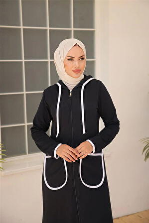 Kapşonlu Fermuarlı Cepli Uzun İkili Tesettür Eşofman Takımı - 71189.015 - Lacivert