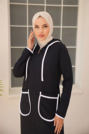 Kapşonlu Fermuarlı Cepli Uzun İkili Tesettür Eşofman Takımı - 71189.015 - Lacivert
