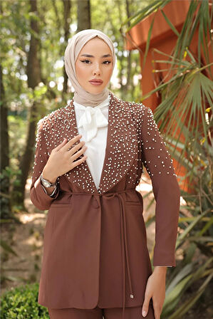 İNCİLİ CEKET TAKIM - 71193.028 - Kahverengi