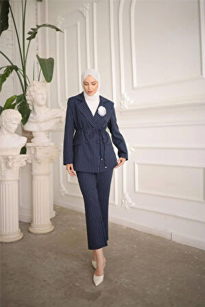 Belden Bağcıklı Kruvaze Ceket Takım - 50021.015 - Lacivert