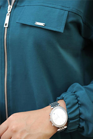 Fermuarlı Cepli Çıtçıt Detayı İkili Tesettür Eşofman Takımı - 71207.208 - Koyu Petrol