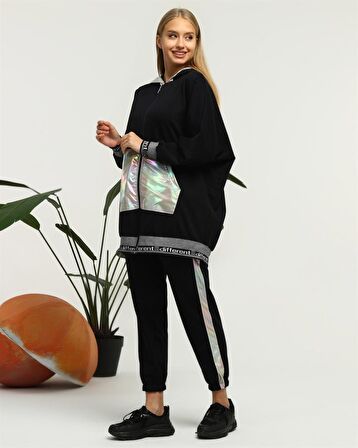 Nursima Triko Detaylı Fermuarlı Spor İkili Takım - 70078 - Lacivert