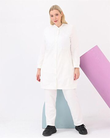 Hafsa Kapitone Detaylı Bomber Büyük Beden İkili Spor Takım - 12007 - Krem