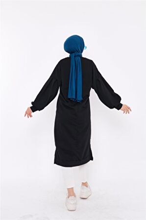 Hira Balon Kol Midi Boy Sade Basic Sweatshirt - 3031 - Siyah