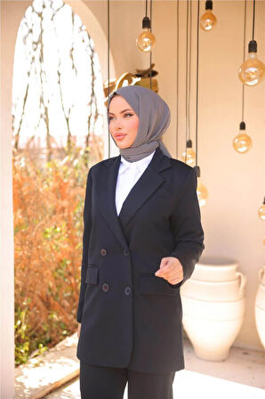 Kruvaze Dört Düğmeli Ceket Takımı - 71250.015 - Lacivert