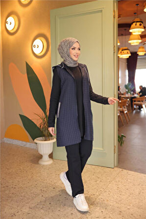 Fermuarlı Kapşonlu Cepli Kapitone Üçlü Takım - 71226.015 - Lacivert