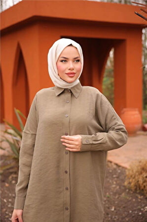 Sade İkili Tesettür Gömlek Takımı - 71263.005 - Haki