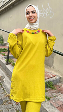 Candy Kolye Detaylı Tunik Pantolon İkili Takım - 71136.108 - Yağ Yeşili