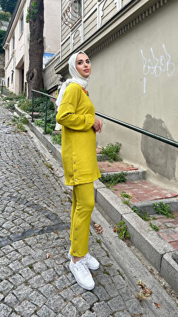 Candy Kolye Detaylı Tunik Pantolon İkili Takım - 71136.108 - Yağ Yeşili