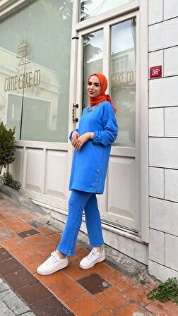 Candy Kolye Detaylı Tunik Pantolon İkili Takım - 71136.022 - Saks