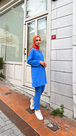 Candy Kolye Detaylı Tunik Pantolon İkili Takım - 71136.022 - Saks