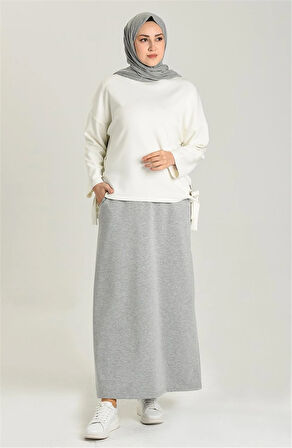 Beli Bağlamalı Cepli Spor Etek - 00152-1.008 - Gri