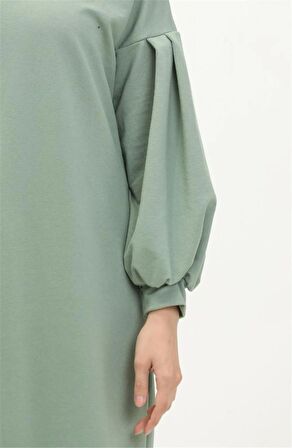 Hira Balon Kol Midi Boy Sade Basic Sweatshirt - 3031 - Çağla Yeşili