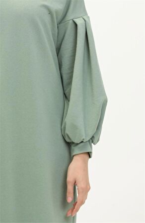 Hira Balon Kol Midi Boy Sade Basic Sweatshirt - 3031 - Çağla Yeşili