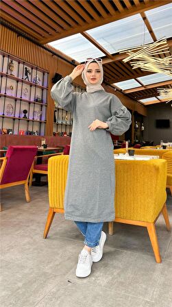 Hira Balon Kol Midi Boy Sade Basic Sweatshirt - 3031 - Antrasit