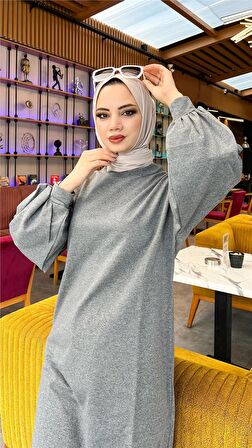 Hira Balon Kol Midi Boy Sade Basic Sweatshirt - 3031 - Antrasit
