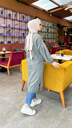 Hira Balon Kol Midi Boy Sade Basic Sweatshirt - 3031 - Antrasit