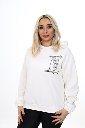 Nakışlı Sweatshirt Beyaz