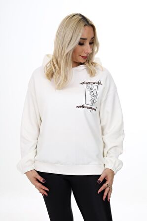 Nakışlı Sweatshirt Beyaz