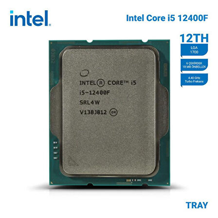 INTEL Alder Lake i5 12400F Tray VGA'sız Fansız 6 Cores 2,50/4.40Ghz 18MB LGA1700