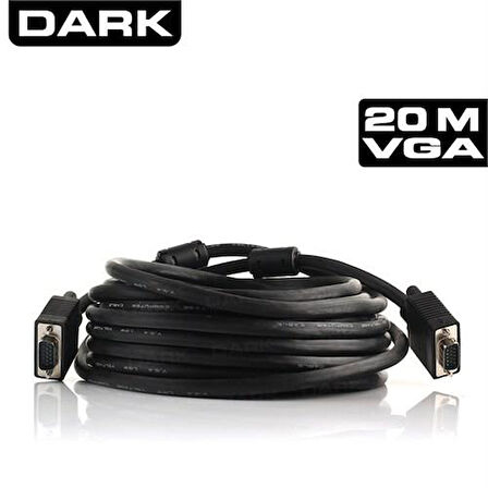 DARK 20m VGA, M/M Ferrit Core EMI/RFI Filtreli Kablo