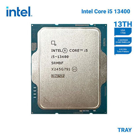 INTEL Raptor Lake i5 13400 Tray VGA'lı, Fan'sı 6 Cores 2,50/4.60Ghz 20MB LGA1700