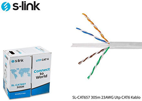 S-LINK SL-CAT657 CAT6 305m 23AWG Utp Gri Kablo