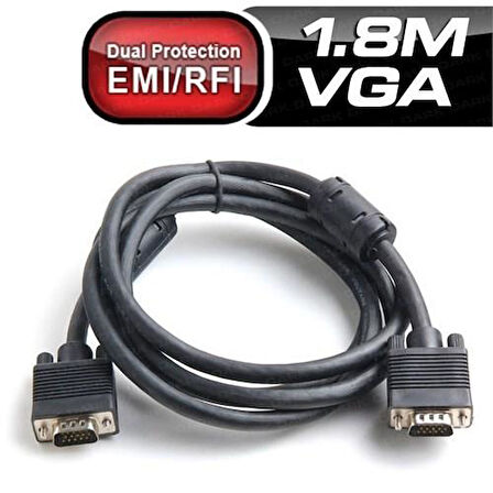 DARK 1.8m Ferrit Core EMI/RFI Filtreli VGA Kablo