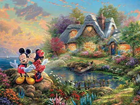 Movas Sanat Mutlu Mickey ve Minie  Elmas Mozaik Tablo / Boncuk Goblen Yapıştırma 60x40cm E20202668M