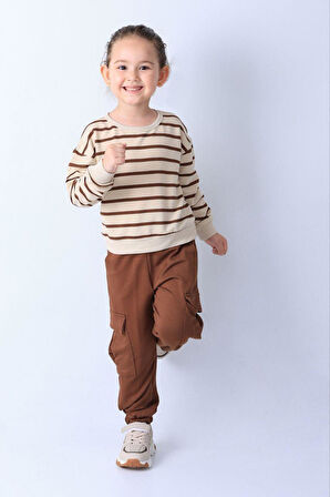 Çizgili Kargo Cepli Unisex Model Kombin 