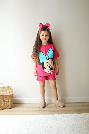 Minnie Love Baskılı Şortlu Kız Takım 