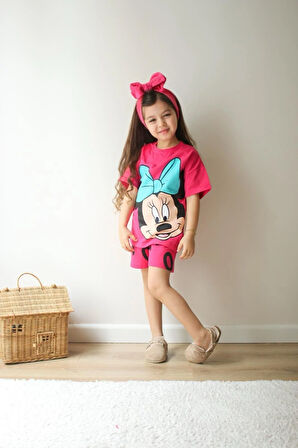 Minnie Love Baskılı Şortlu Kız Takım 