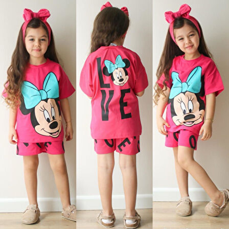 Minnie Love Baskılı Şortlu Kız Takım 