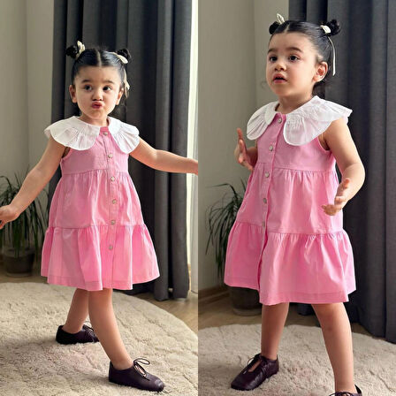 Bebe Yaka Kız Çocuk Elbise 