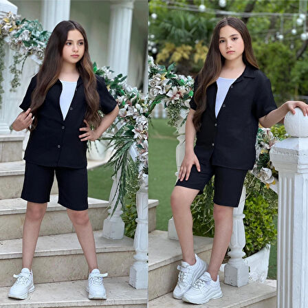 Keten  Şortlu Rahat Kız Takım 