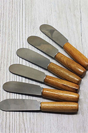 Tereyağı Bıçağı - Mini Spatula Ahşap Saplı 6 Adet (4202)