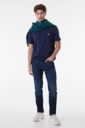 Kısa Kollu Sıfır Yaka T-Shirt Navy