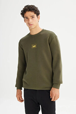 Bisiklet Yaka Sweatshirt Khaki