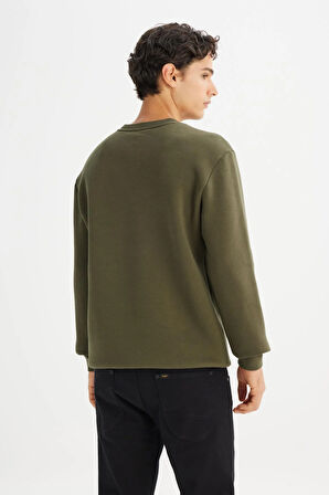 Bisiklet Yaka Sweatshirt Khaki