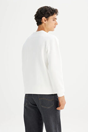 Bisiklet Yaka Sweatshirt Off White