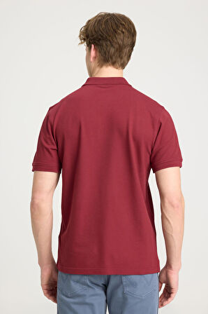 Kısa Kollu Polo T-shirt Claret Red