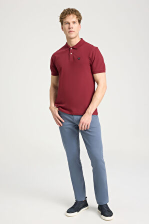Kısa Kollu Polo T-shirt Claret Red