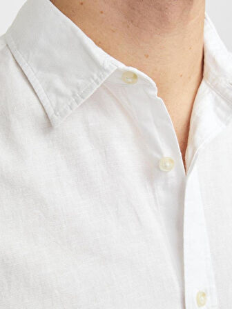 JJESUMMER LINEN BLEND SHIRT LS SN White