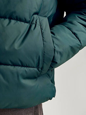 JJMOON STAND COLLAR PUFFER Forest