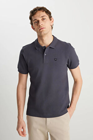 Erkek Regular Fit Polo T-shirt Anthracite