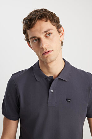 Erkek Regular Fit Polo T-shirt Anthracite