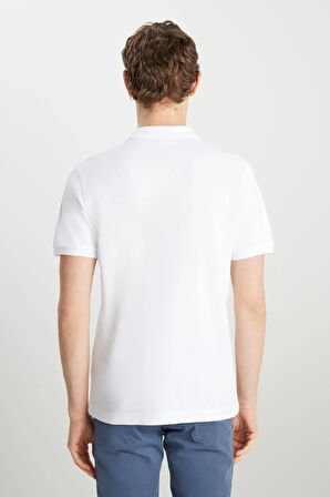 Erkek Regular Fit Polo T-shirt White