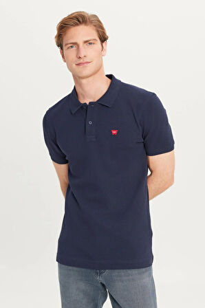 Erkek Regular Fit Polo T-shirt Navy