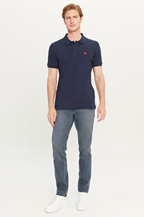 Erkek Regular Fit Polo T-shirt Navy