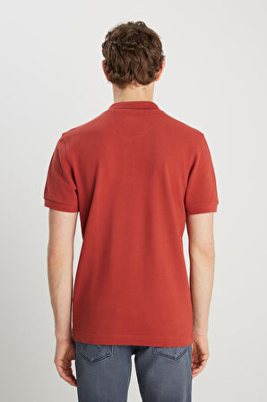 Erkek Regular Fit Polo T-shirt Brick